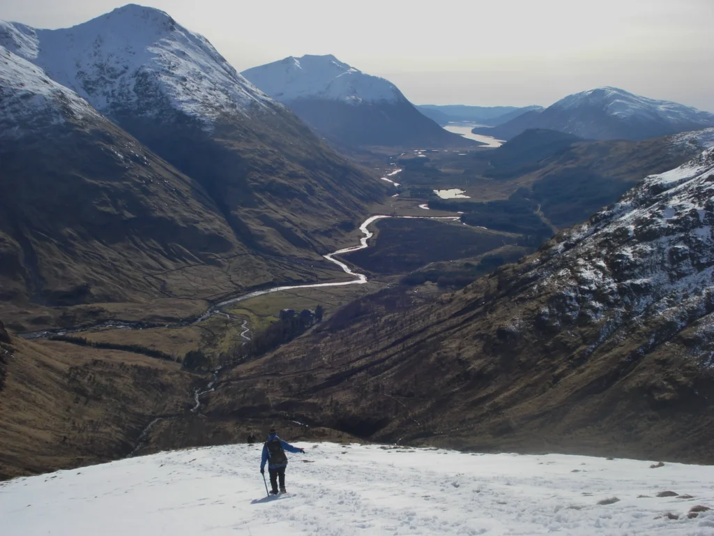 descending snowy hill