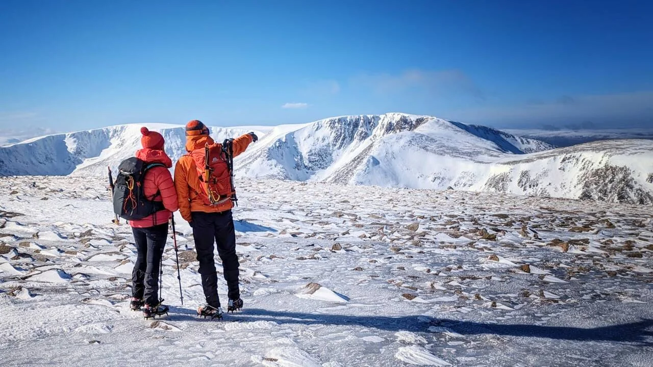 Winter skills training on snow in the Cairngorms