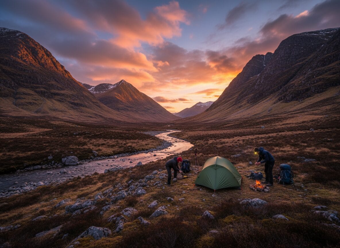 Camping in a stunning mountain valley.