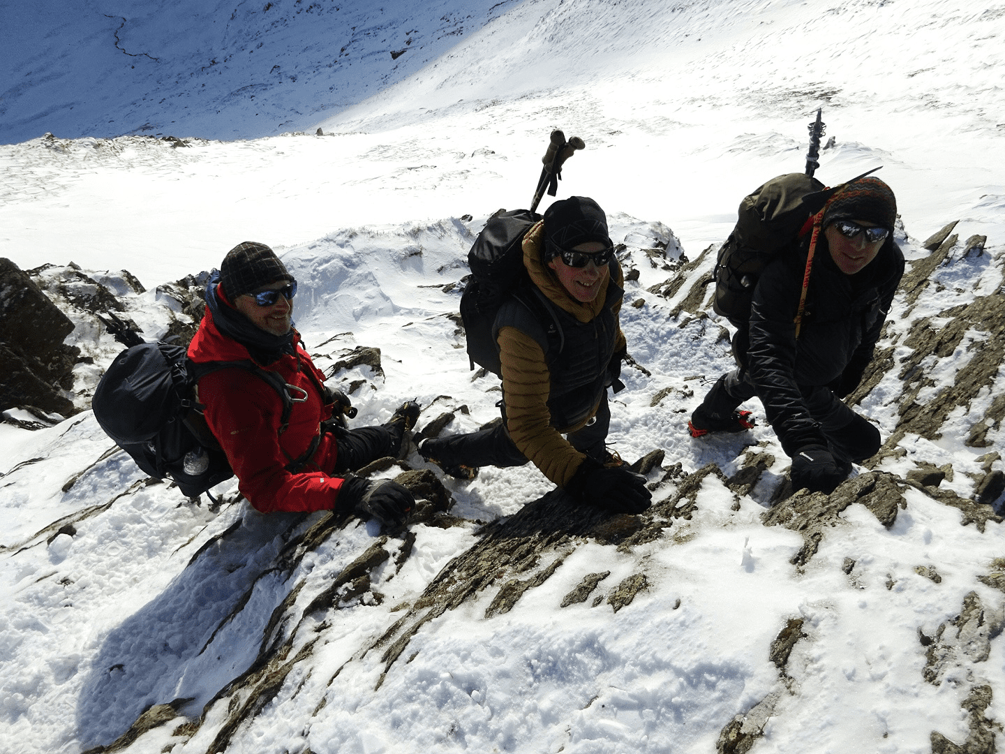 Winter skills training in the mountains