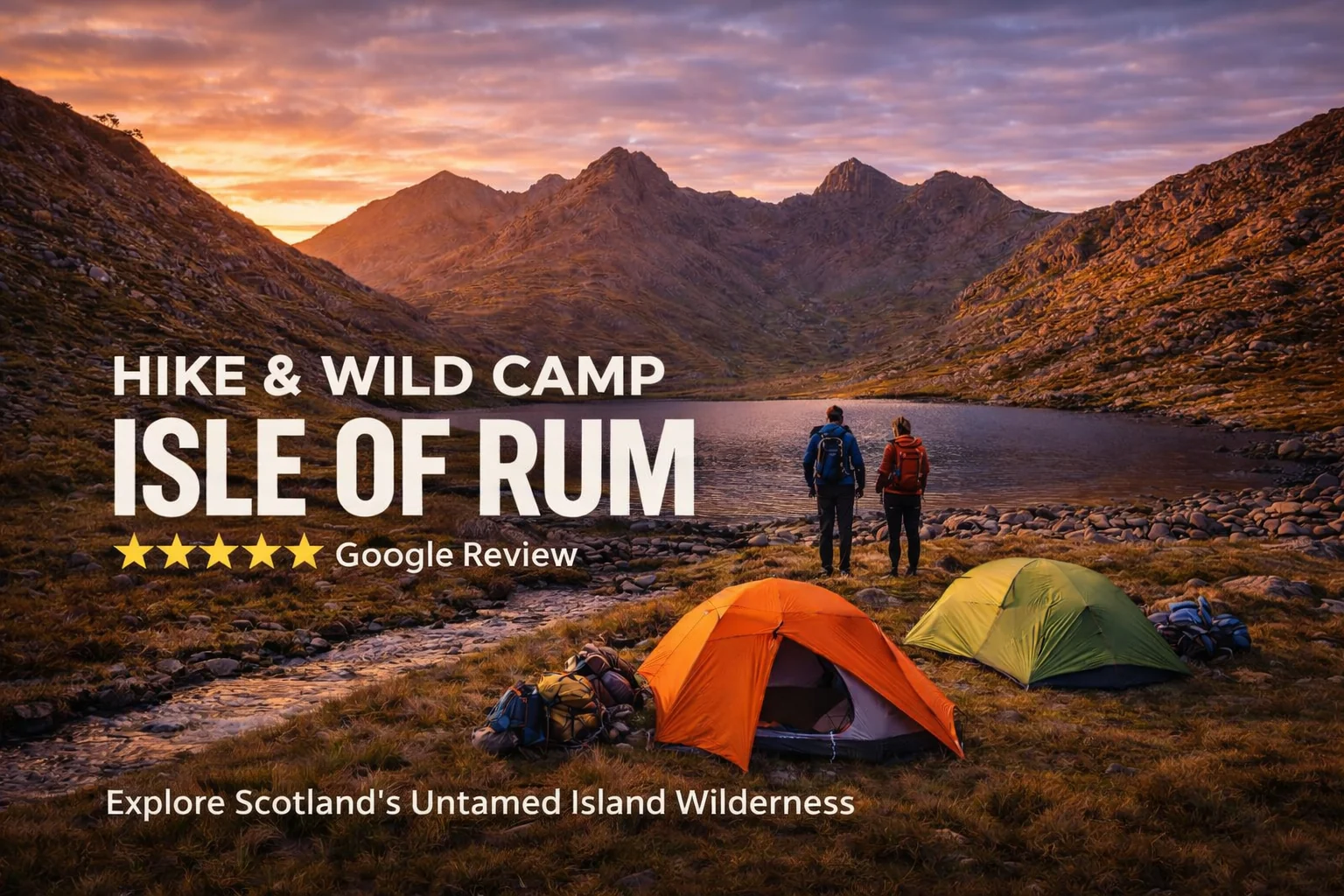 tents in glen overlooking mountains