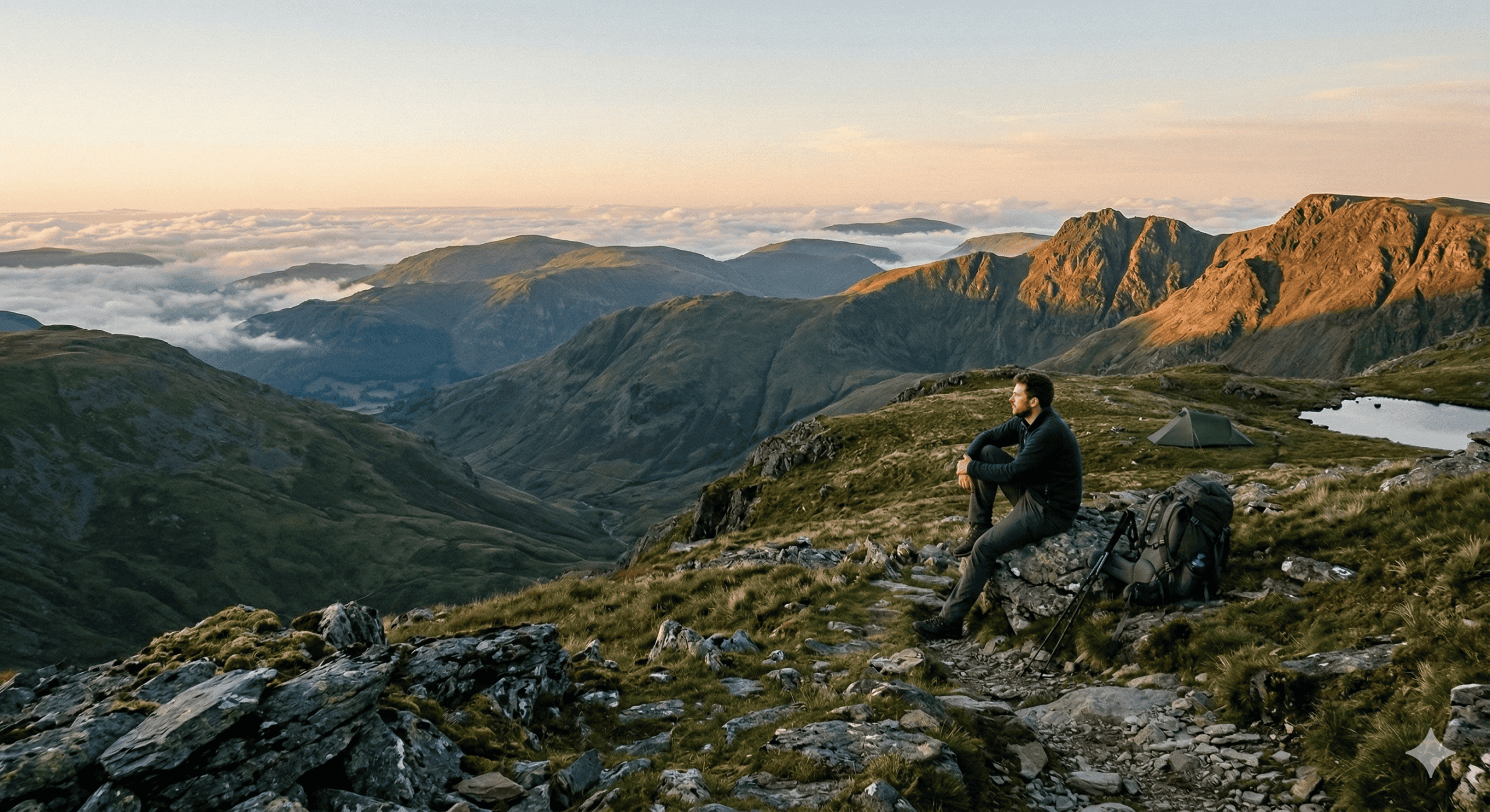 Wild camping sunset in the Lake District