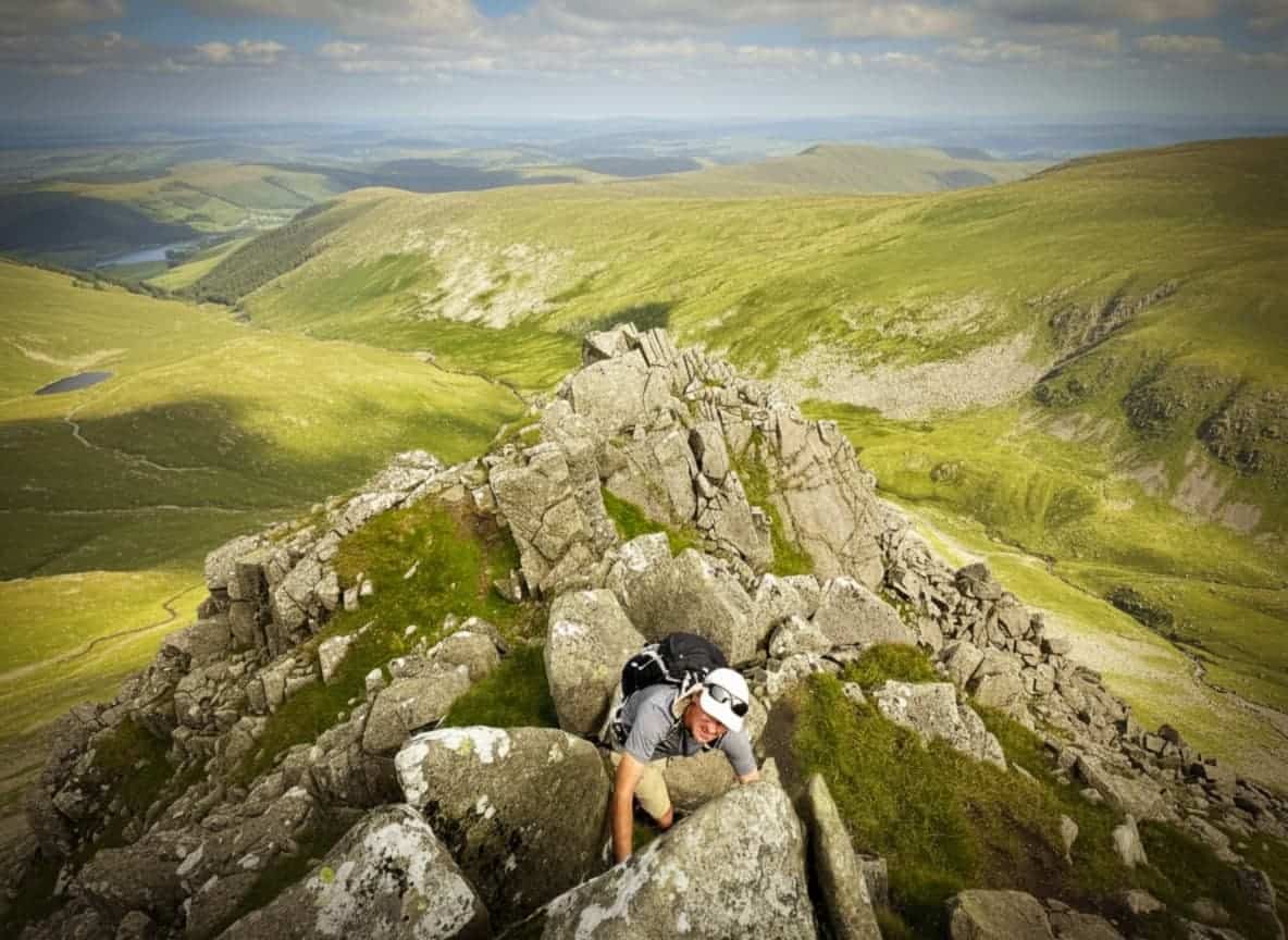 Guided movement along a classic mountain ridge.