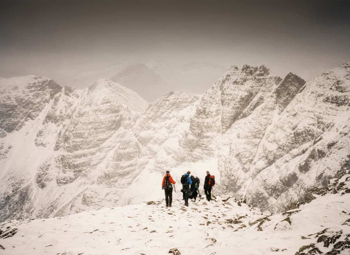 Winter mountaineering guiding in Scotland