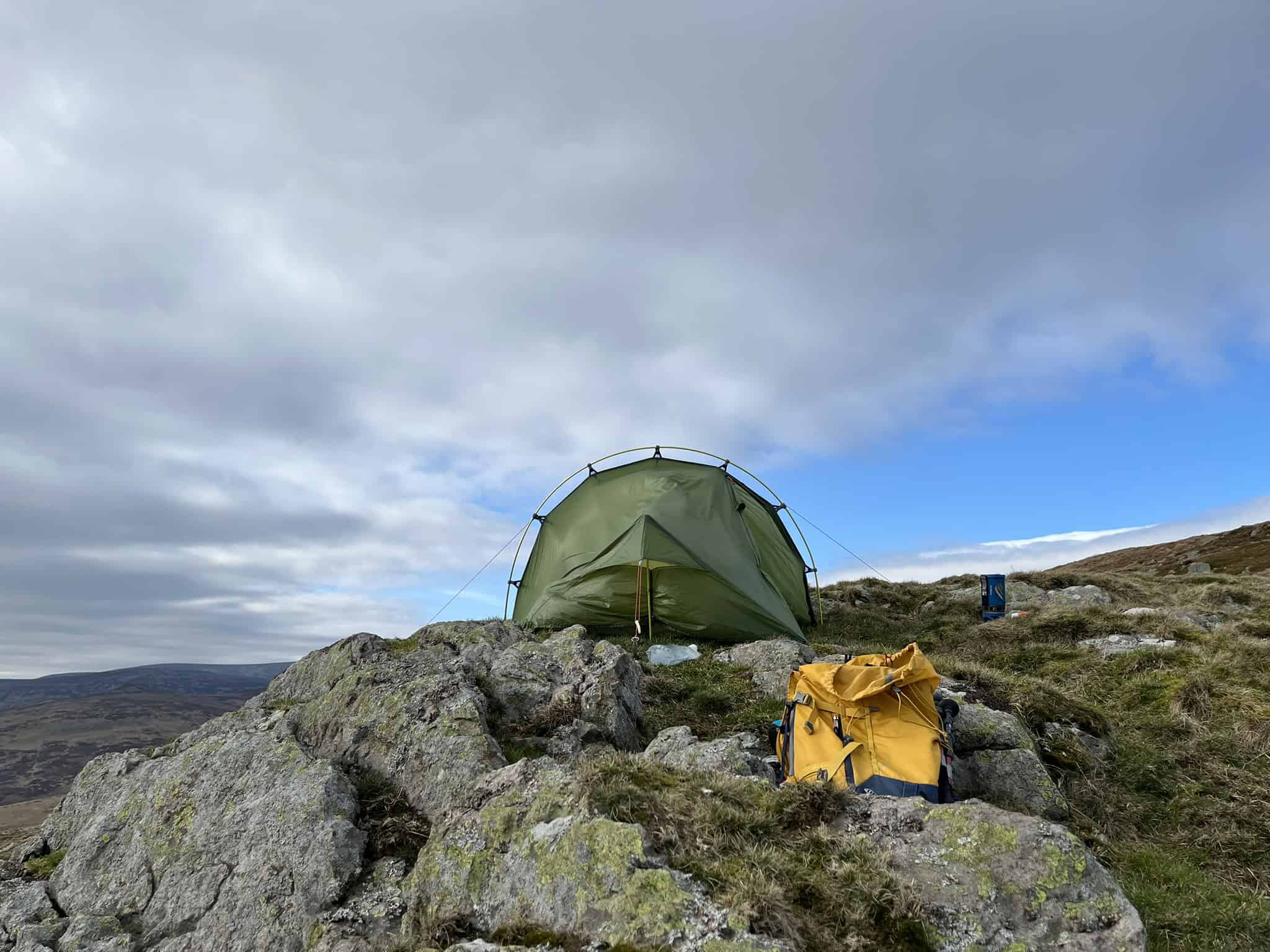 Remote backpacking image from a UK mountain wild camp