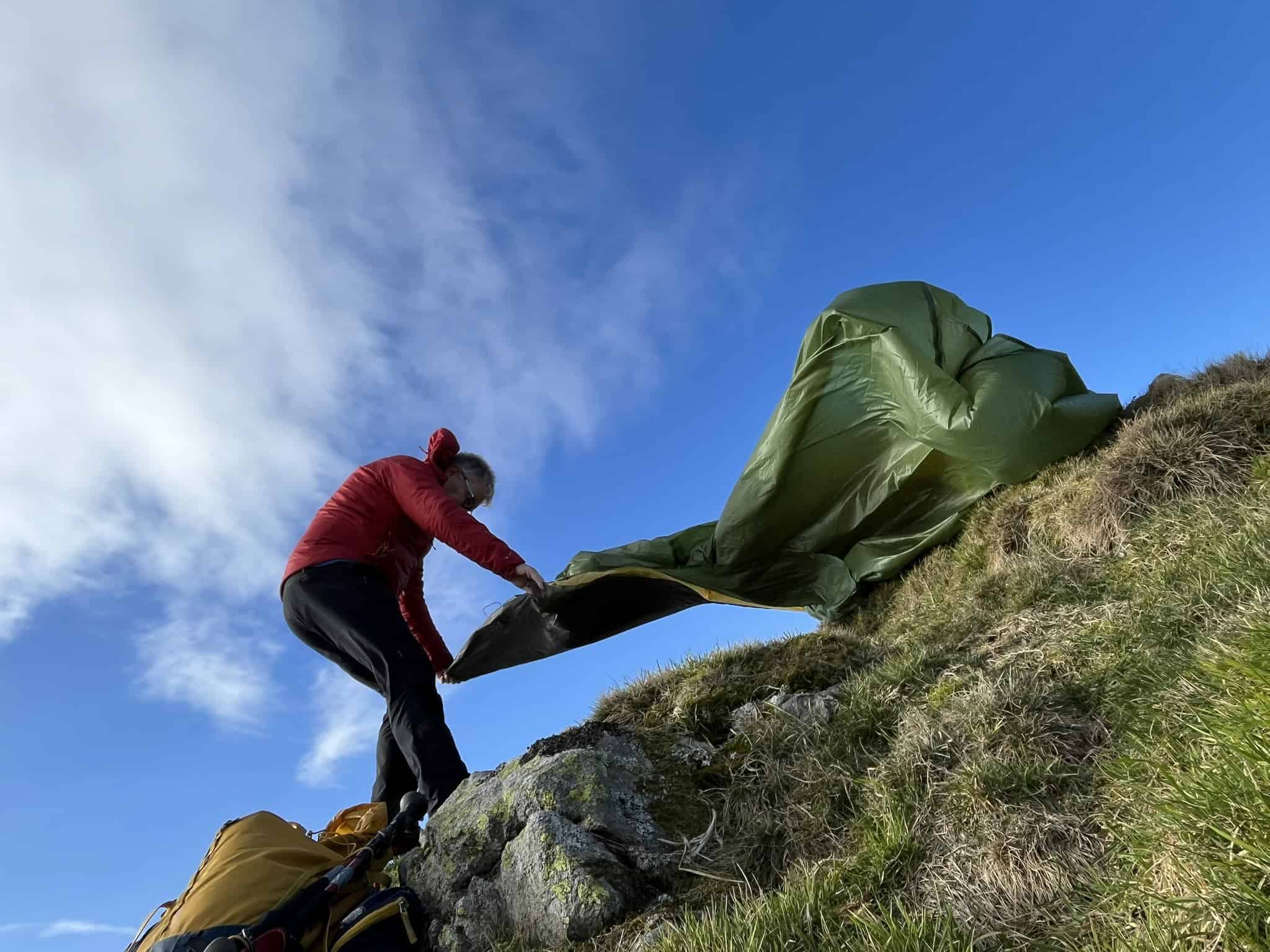 Open mountain ground during a backpacking trip in the UK