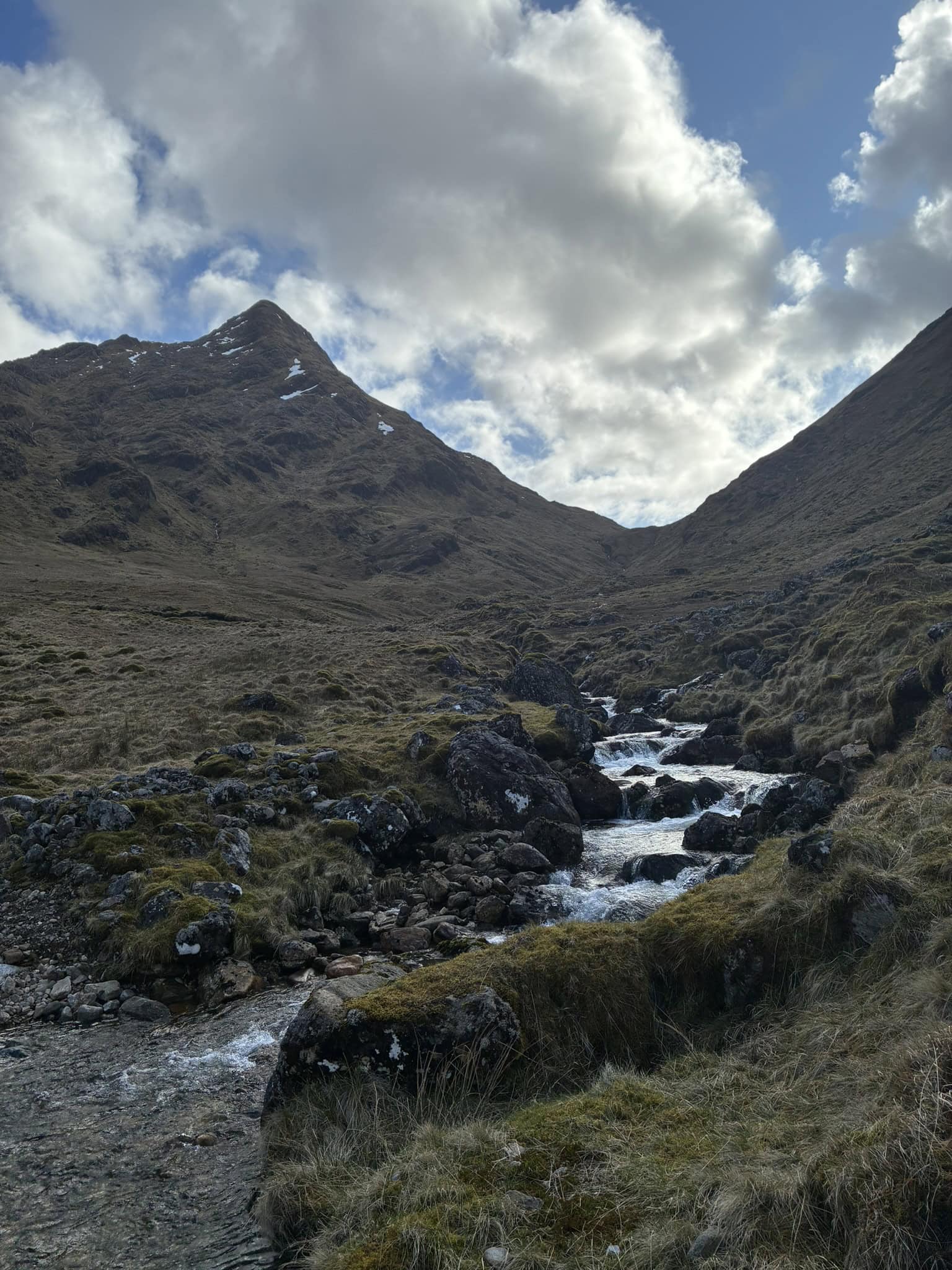 Upper Glen Dessary river and mountains on the Knoydart traverse