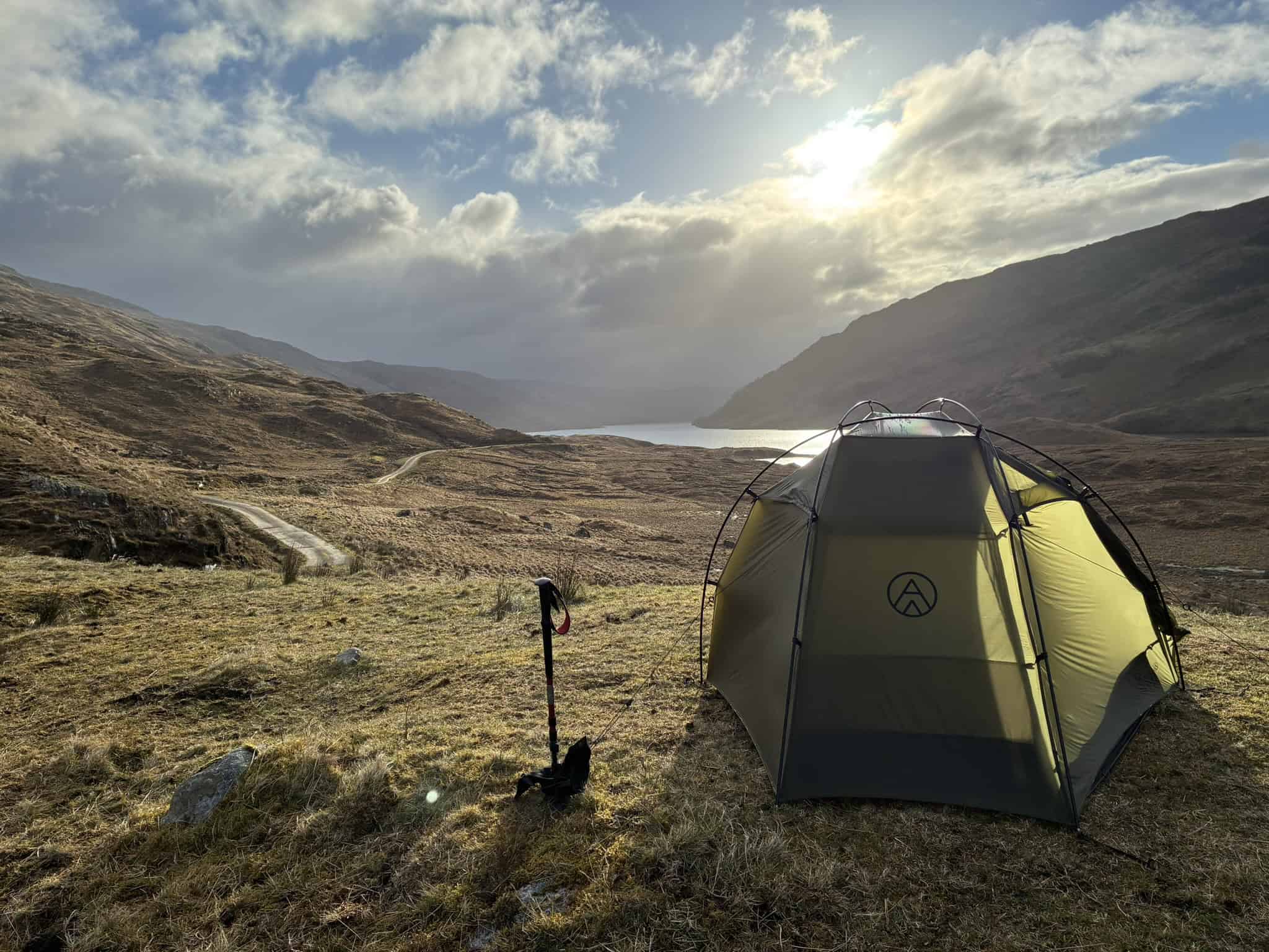 Knoydart expedition camp at sunset
