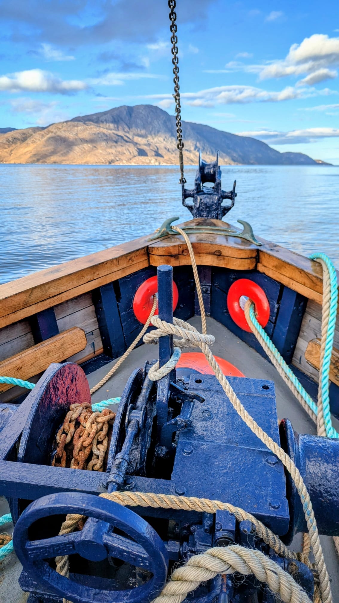 View from a small boat crossing Loch Nevis towards Knoydart in the Scottish Highlands