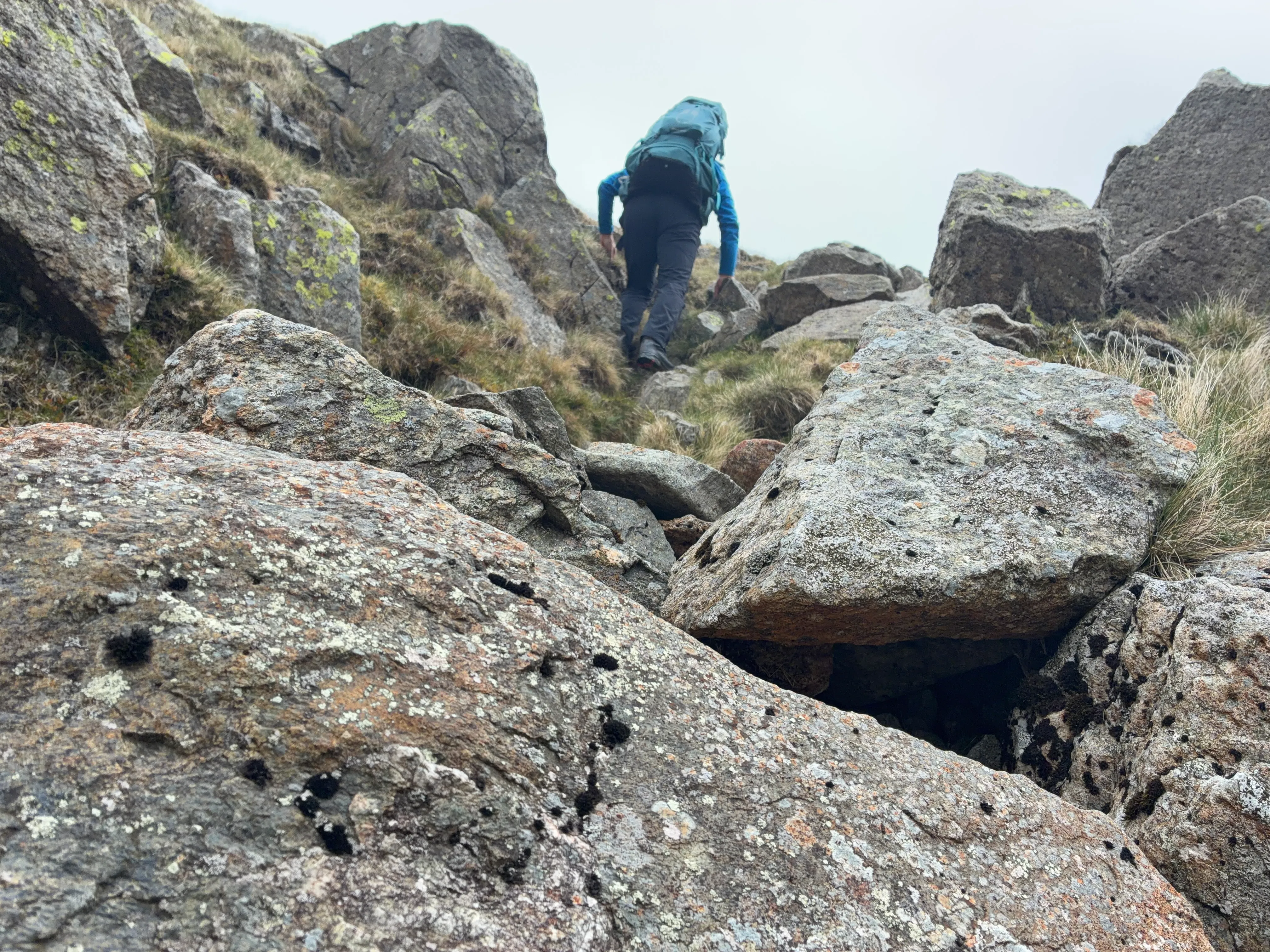 Walkers on rocky ground during a guided Scafell Pike walk